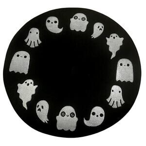Creepy Cute! Black & White Beret Cute Embroidered Ghosts Goth Nevermore OS